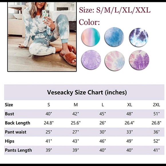 Rainbow colored tie dye pajama set loungewear - Picture 2 of 5